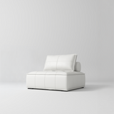 Manufakturo Rhéa Luxury Boutique Sofa with Soft Upholstery for Salon Waiting Area White - product displayed with its packaging on a dark background