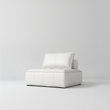 Manufakturo Rhéa Luxury Boutique Sofa with Soft Upholstery for Salon Waiting Area White - product displayed with its packaging on a dark background