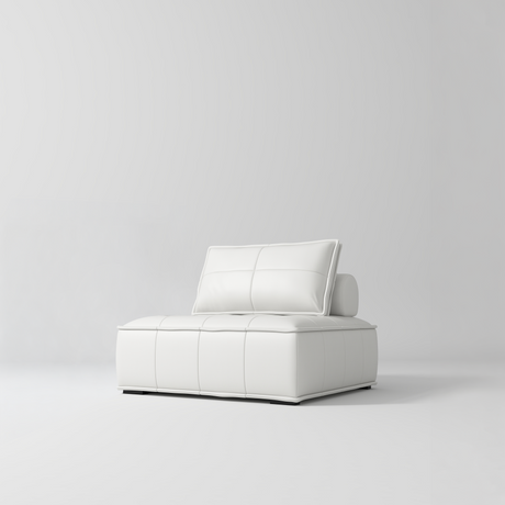 Manufakturo Rhéa Luxury Boutique Sofa with Soft Upholstery for Salon Waiting Area White - product displayed with its packaging on a dark background