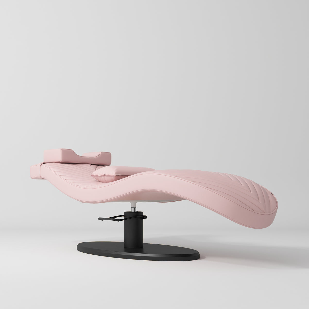 Manufakturo Royale Luxury & Ergonomic Beauty Lash Bed Black Base Bare Blush - close-up of the upholstery and construction details