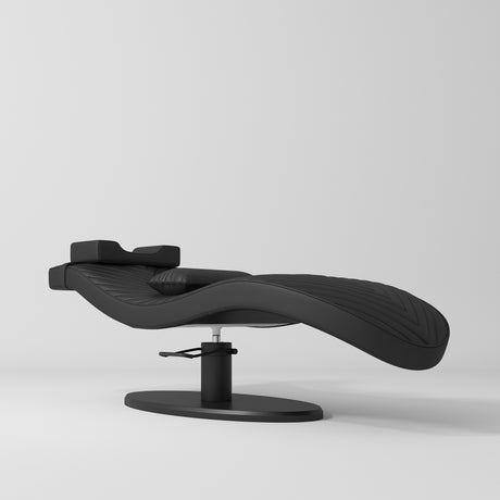 Manufakturo Royale Luxury & Ergonomic Beauty Lash Bed Black Base Black - close-up of the upholstery and construction details