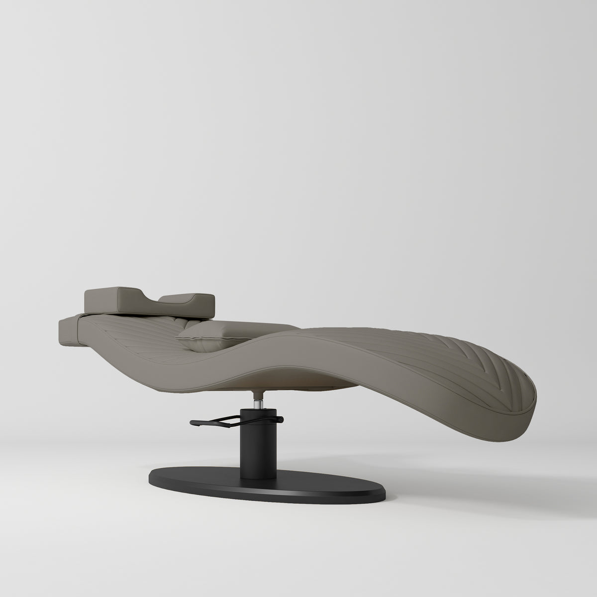 Manufakturo Royale Luxury & Ergonomic Beauty Lash Bed Black Base Deep Ash - close-up of the upholstery and construction details
