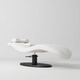 Manufakturo Royale Luxury & Ergonomic Beauty Lash Bed Black Base White - close-up of the upholstery and construction details