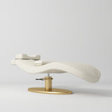 Manufakturo Royale Luxury & Ergonomic Beauty Lash Bed Gold Base Creamy - close-up of the upholstery and construction details