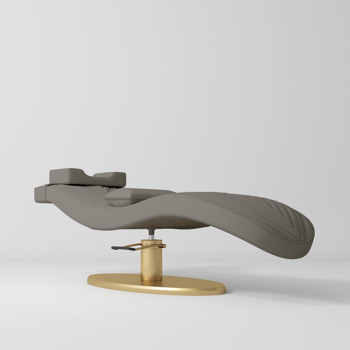 Manufakturo Royale Luxury & Ergonomic Beauty Lash Bed Gold Base Deep Ash - close-up of the upholstery and construction details