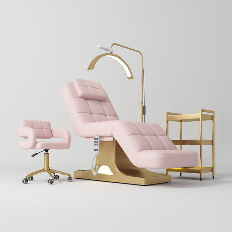 Manufakturo Saphir version A Light Pink - 4-Piece Beauty Studio Set: Luxury Bed, Chair, Lamp & Trolley - close-up of a construction detail