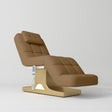 Manufakturo Saphir version A Luxury Electric Lash Beauty Bed - Hand & Foot Controls Caramel - close-up of the upholstery and construction details