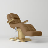 Manufakturo Saphir version B Electric Salon Bed with Dual Controls Caramel - close-up of the upholstery and construction details