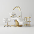 Manufakturo Saphir version B White - 4-Piece Beauty Studio Set: Luxury Bed, Chair, Lamp & Trolley - close-up of a construction detail