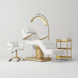 Manufakturo Saphir version B White - 4-Piece Beauty Studio Set: Luxury Bed, Chair, Lamp & Trolley - close-up of a construction detail