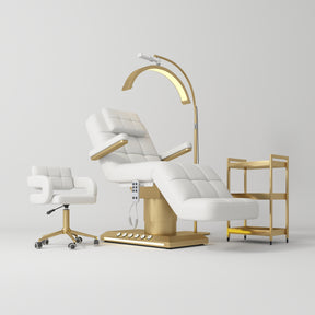 Manufakturo Saphir version B White - 4-Piece Beauty Studio Set: Luxury Bed, Chair, Lamp & Trolley - close-up of a construction detail