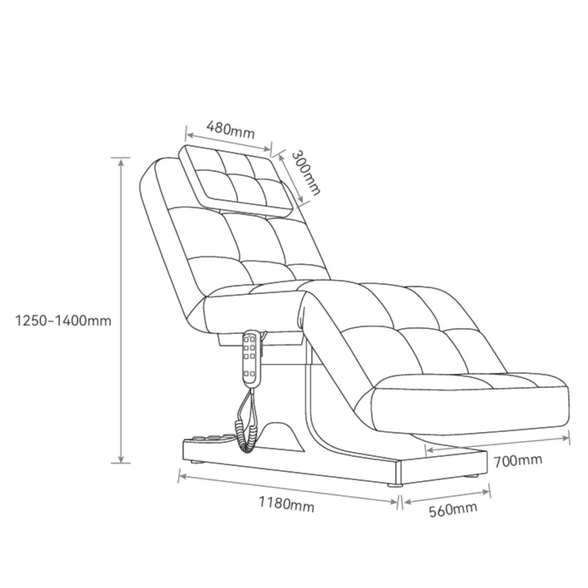 Manufakturo Saphir version A Luxury Electric Lash Beauty Bed - Hand & Foot Controls Black - full product view on a white background