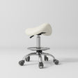 Manufakturo Selle Ergonomic Beauty Saddle Stool Creamy - Silver Base - close-up of the upholstery and construction details