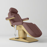 Manufakturo Virtue Luxury Electric Beauty Bed, 360° Rotation, Gold Titanium Frame Dusty Rose - close-up of the upholstery and construction details