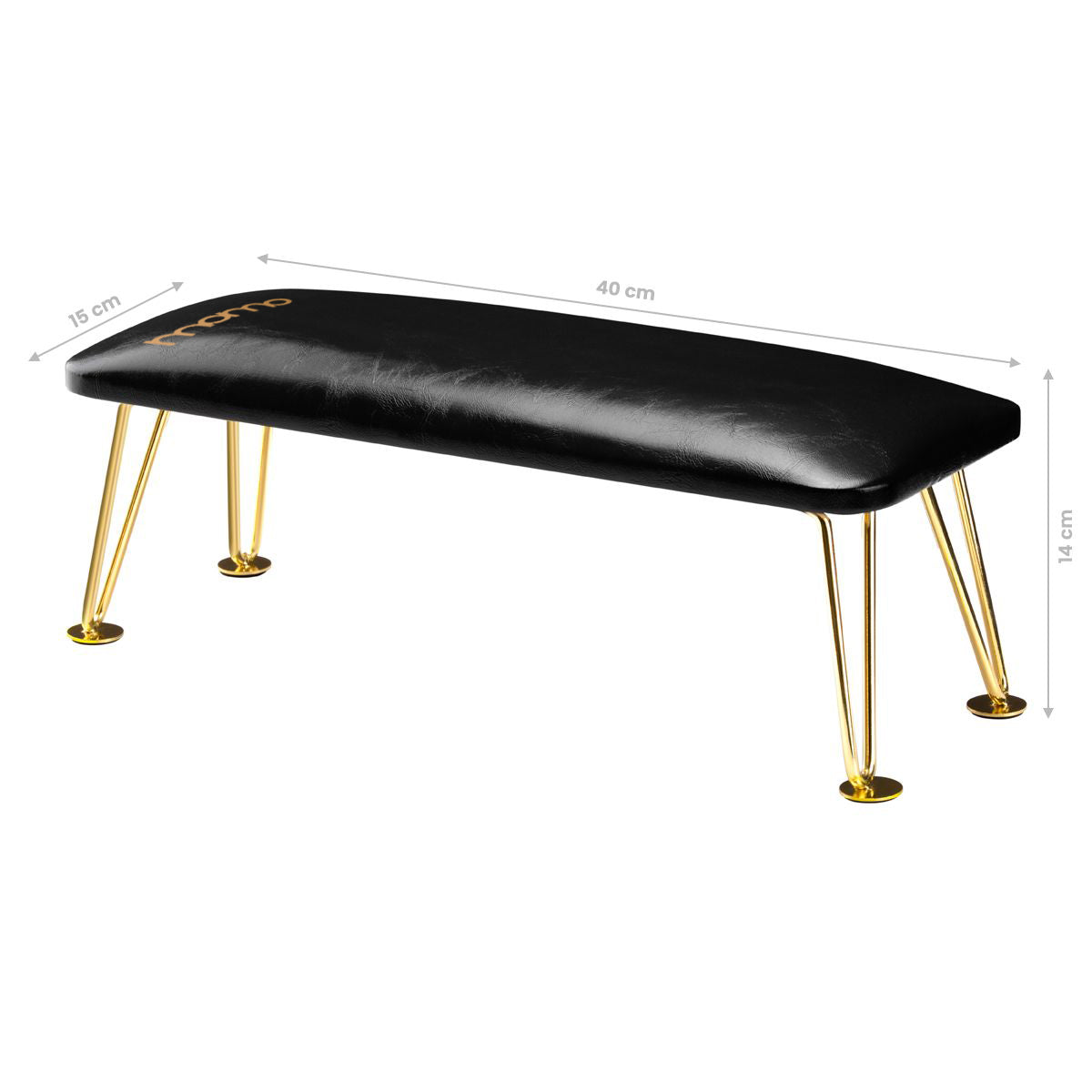 Momo 6M Manicure Hand Rest Gold & Black - isolated on a white background