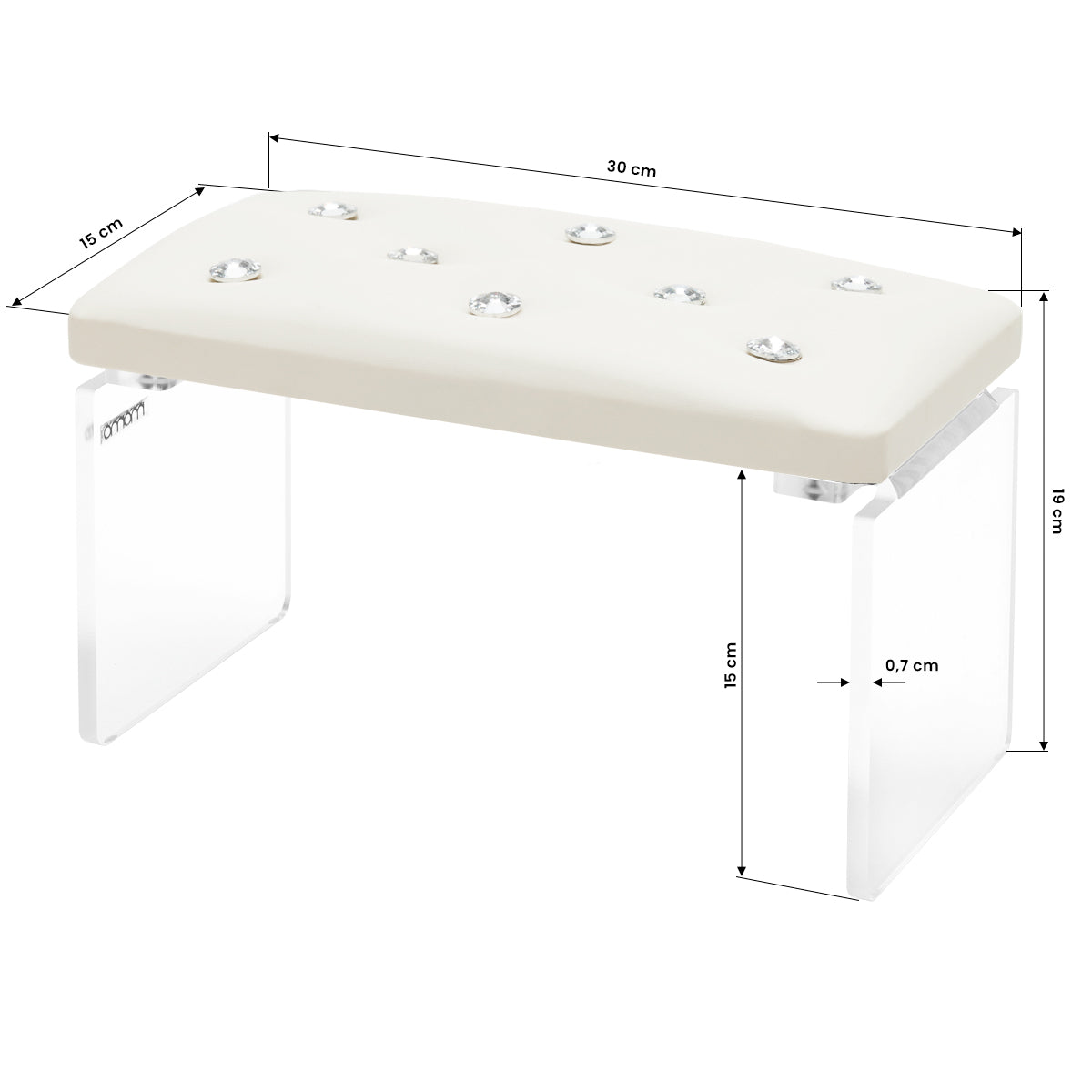 Momo Diamond Manicure Hand Rest Ecru - isolated on a white background