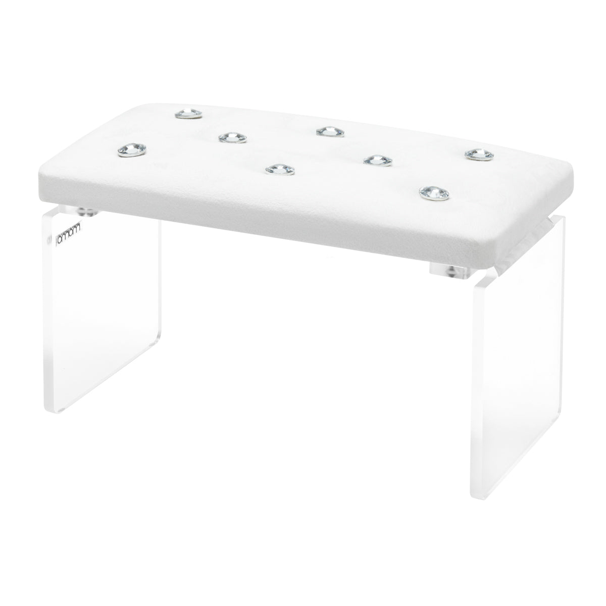 Momo Diamond Manicure Hand Rest Velour Ecru - isolated on a white background