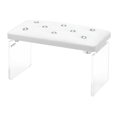 Momo Diamond Manicure Hand Rest Velour Ecru - isolated on a white background