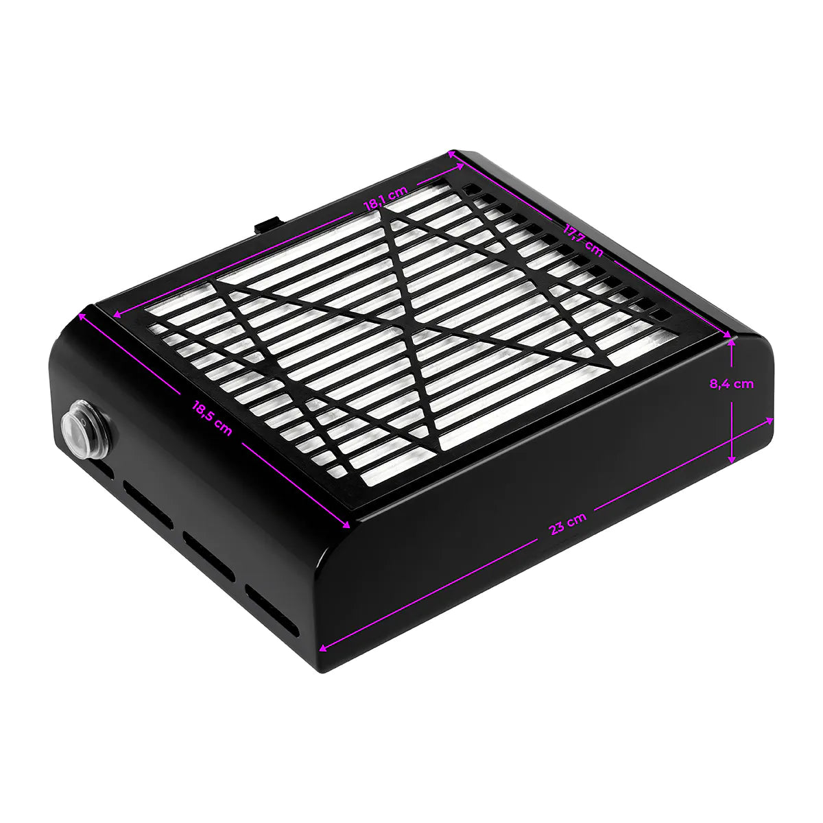 Momo J-23 Cassette Nail Dust Collector Black - device housing and functional components shown on a white background