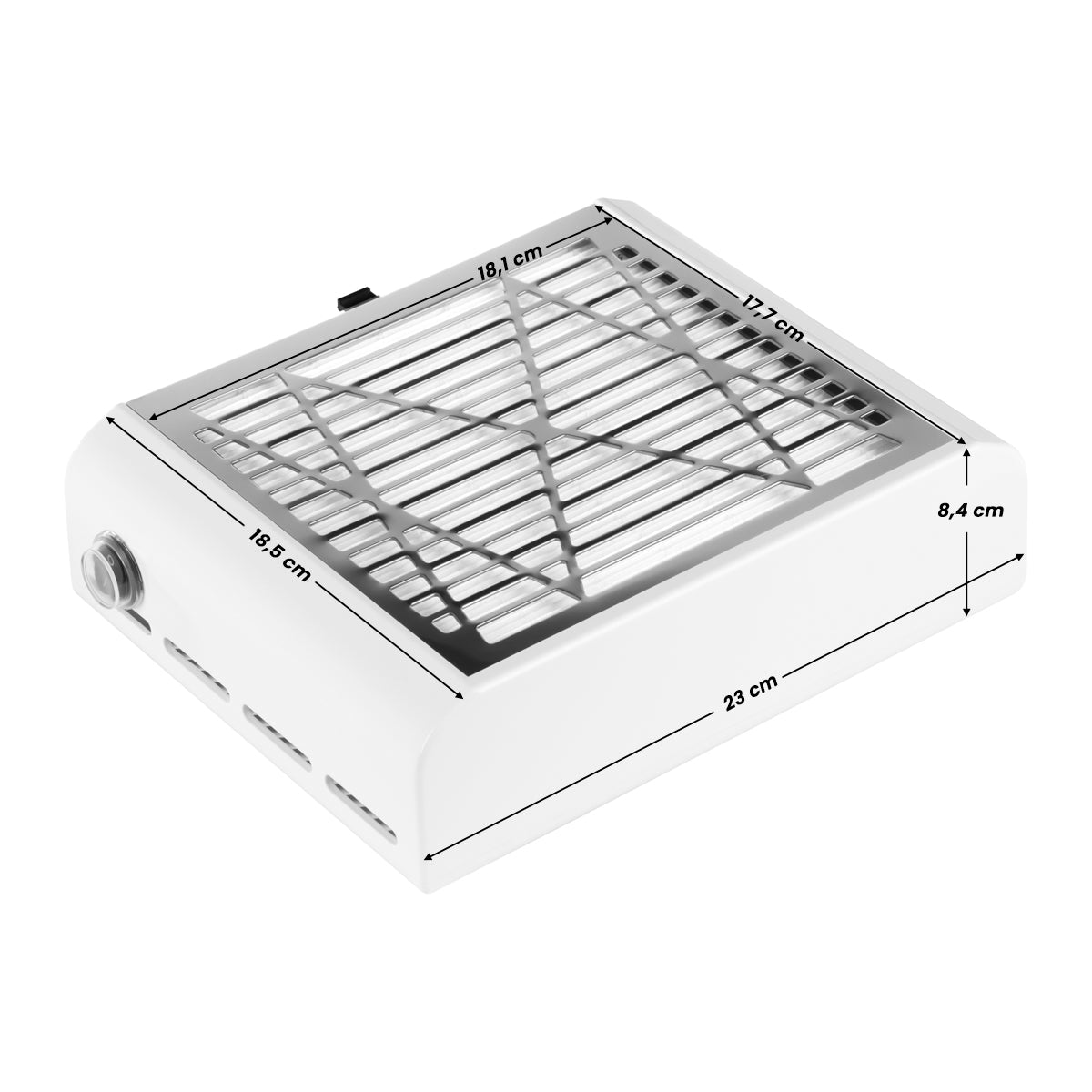 Momo J-23 Cassette Nail Dust Collector Silver - device housing and functional components shown on a white background