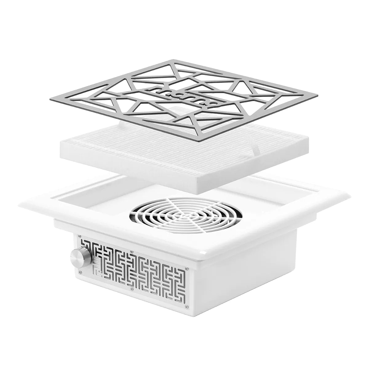 Momo J-404 Built-In Cassette Nail Dust Collector White - main unit with included components on a white background