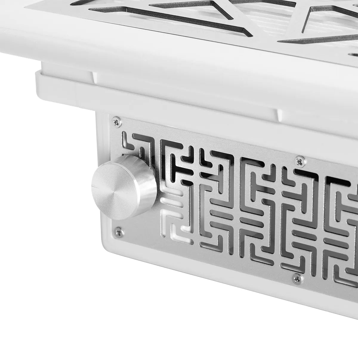Momo J-404 Built-In Cassette Nail Dust Collector White - close-up showing treatment handpieces and device components