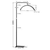 Dimension diagram for the Momo MX6 adjustable floor treatment lamp