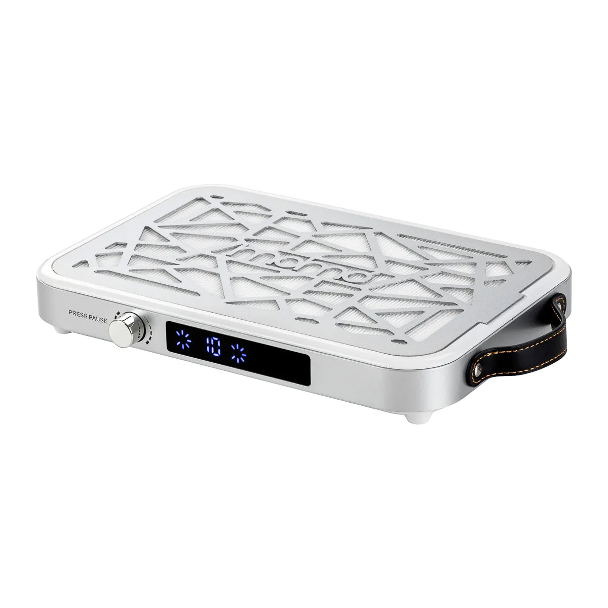 Momo P35 nail dust collector in white and silver, shown from an angled front view