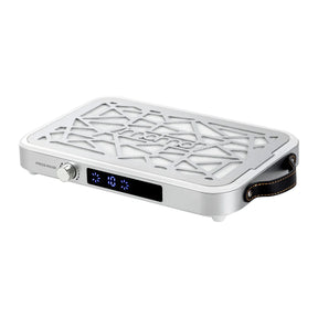 Momo P35 nail dust collector in white and silver, shown from an angled front view