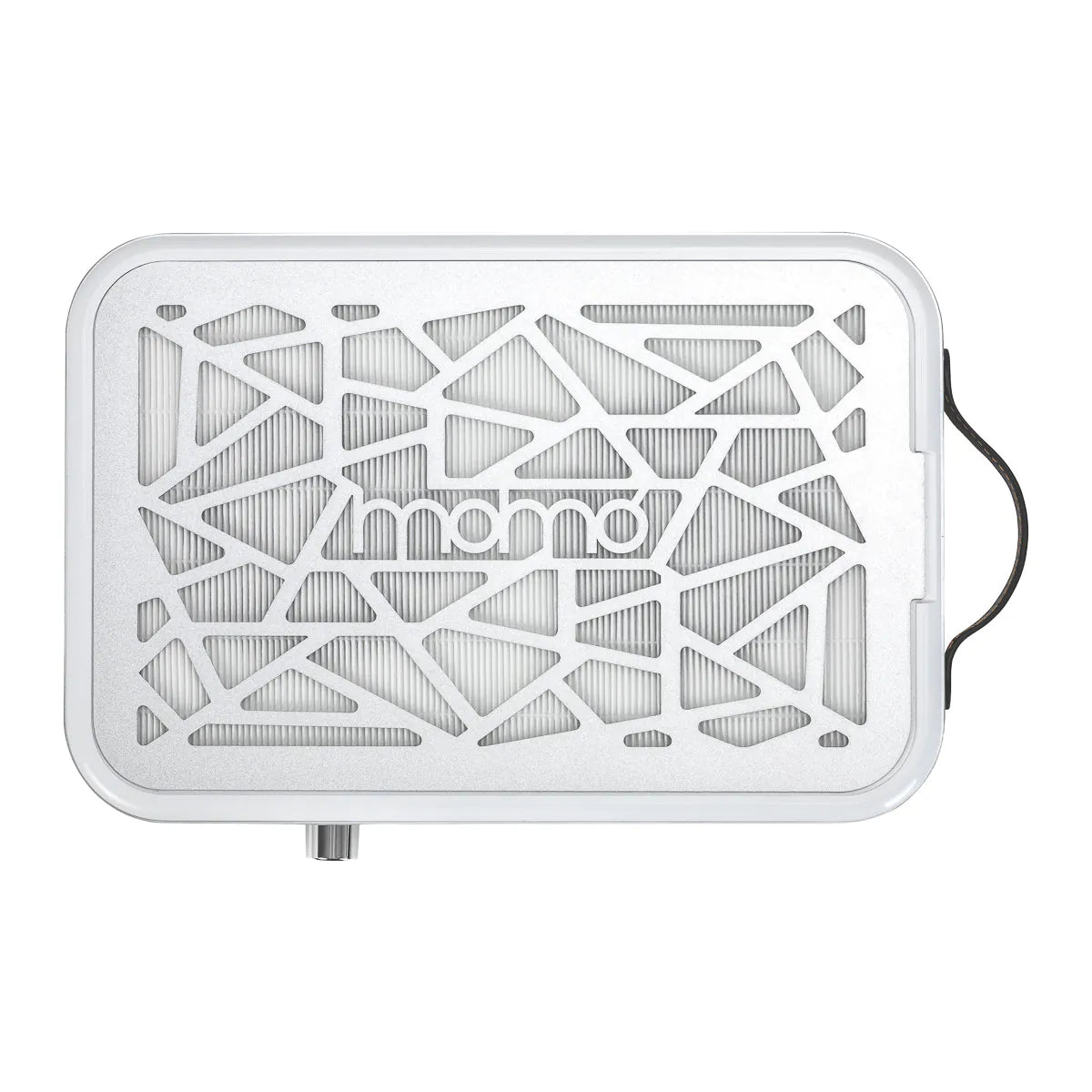 Top view of the Momo P35 nail dust collector showing the large silver intake grille