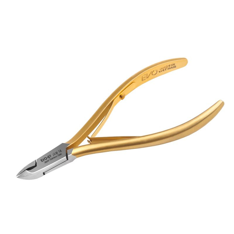 Nghia EVO Cuticle Nippers 07 Jaw 14 - stainless-steel nippers with the cutting jaws visible on a white background