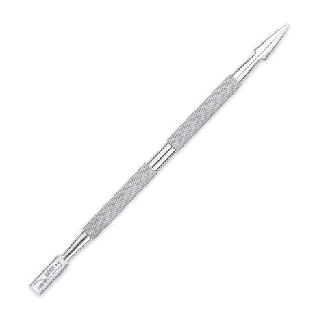 Nghia Export P-01 Stainless-Steel Cuticle Pusher - stainless-steel cuticle pusher with the working tip visible on a white background