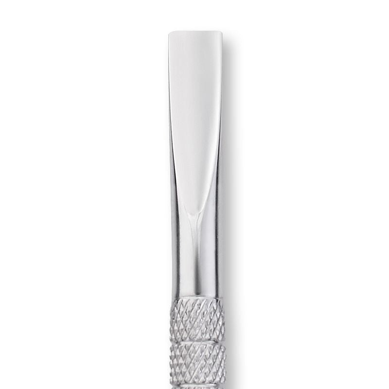 Nghia Export P-02 Stainless-Steel Cuticle Pusher - stainless-steel cuticle pusher with the working tip visible on a white background