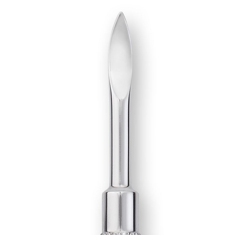 Nghia Export P-03 Manicure Cuticle Pusher Stainless Steel - stainless-steel cuticle pusher with the working tip visible on a white background