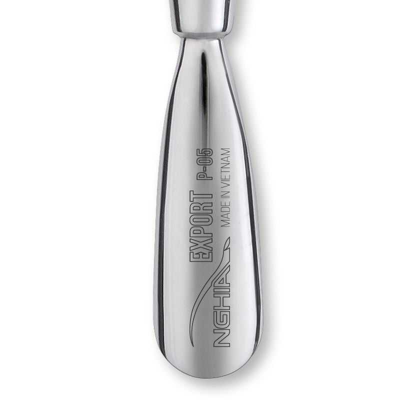 Nghia Export P-05 Stainless-Steel Cuticle Pusher - stainless-steel cuticle pusher with the working tip visible on a white background