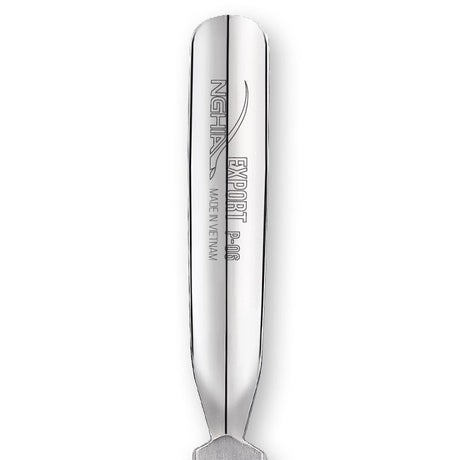 Nghia Export P-06 Stainless-Steel Cuticle Pusher - stainless-steel cuticle pusher with the working tip visible on a white background