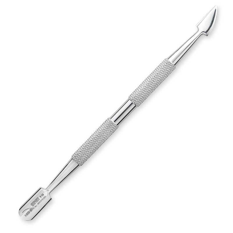 Nghia Export P-10 Stainless-Steel Cuticle Pusher - stainless-steel cuticle pusher with the working tip visible on a white background