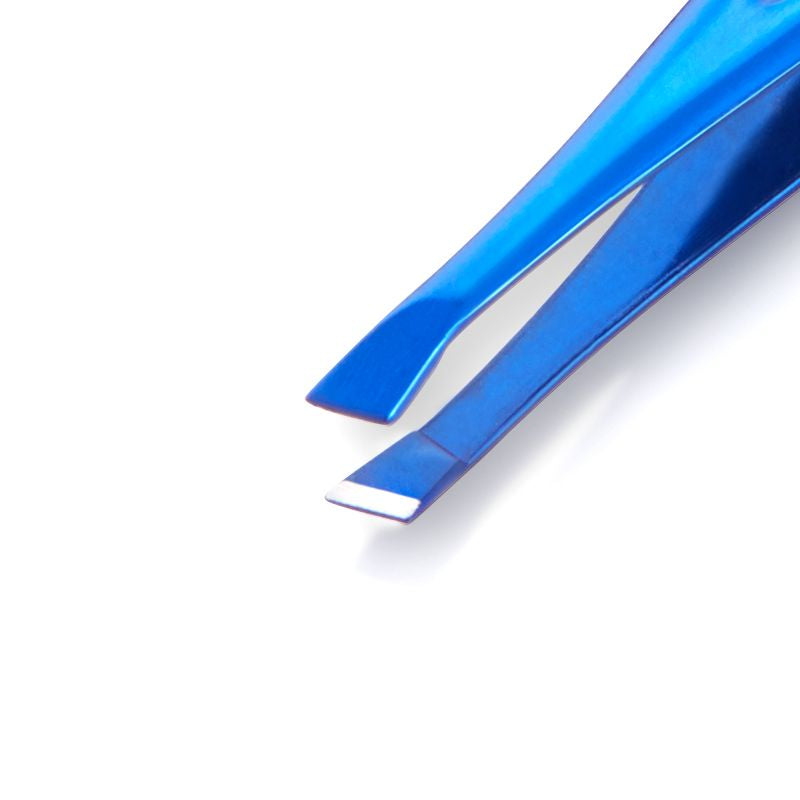 Nghia Export T-01 Tweezers Blue - close-up of the tweezer arms and precision tips on a white background