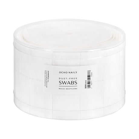 Ocho Nails Dust-Free Swabs - 500 Pack - arranged with the included components on a white background