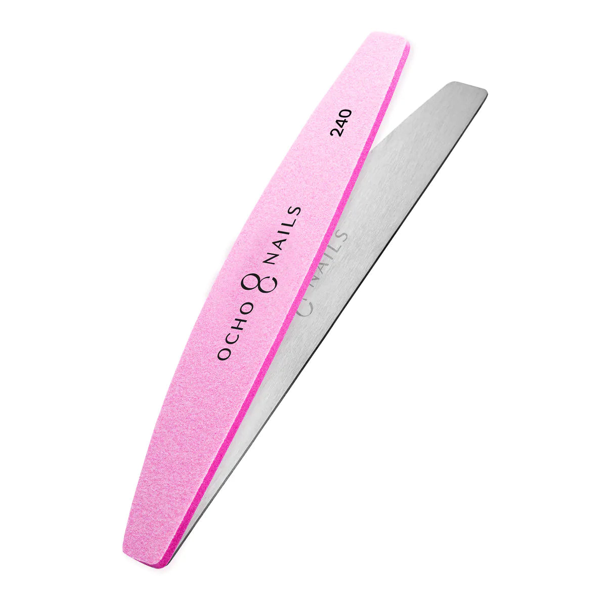 Ocho Nails Half-Moon Metal Core File + Polishers Grit 240 10pcs - isolated on a white background
