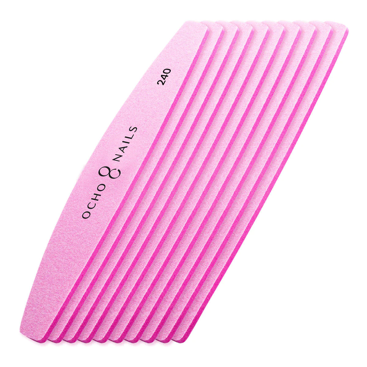 Ocho Nails Half-Moon Metal Nail File Replacement Sheets 240 Grit - 10 Pack - isolated on a white background