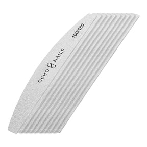 Ocho Nails Half-Moon Slim Nail File 100/180 10pcs - isolated on a white background