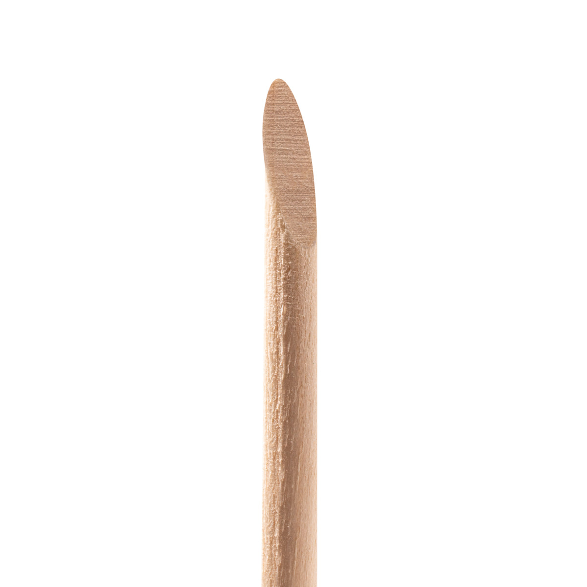 Ocho Nails Wooden Manicure Cuticle Sticks 100pcs - stainless-steel cuticle pusher with the working tip visible on a white background