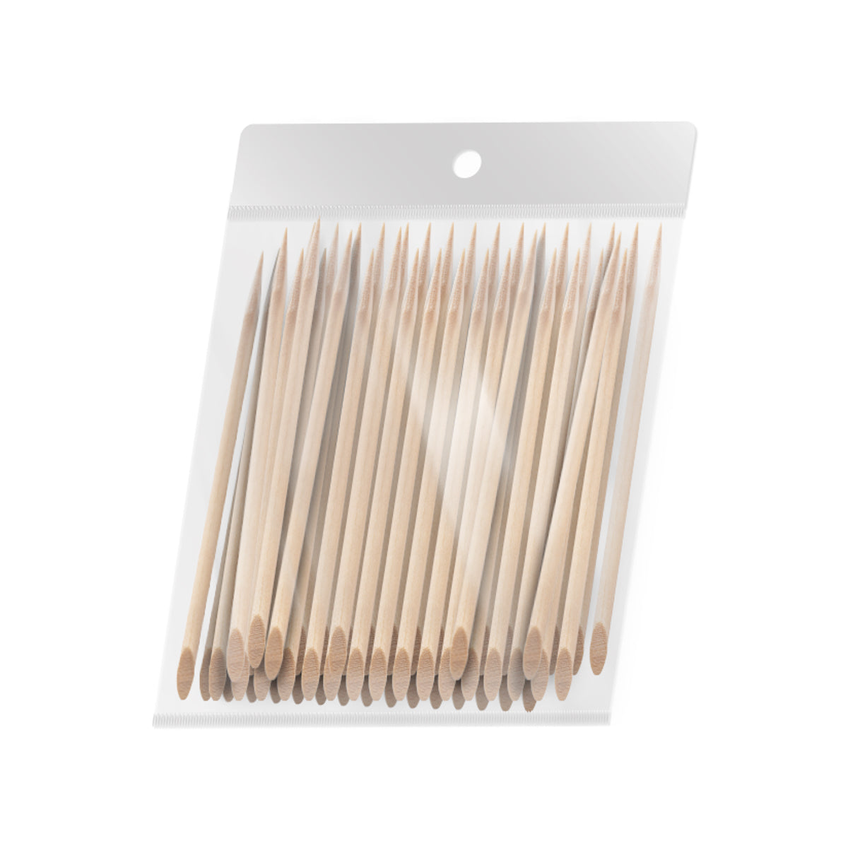 Ocho Nails Wooden Manicure Cuticle Sticks 100pcs - stainless-steel cuticle pusher with the working tip visible on a white background