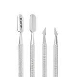 Ocho Pro 101 Cuticle Pusher - stainless-steel cuticle pusher with the working tip visible on a white background