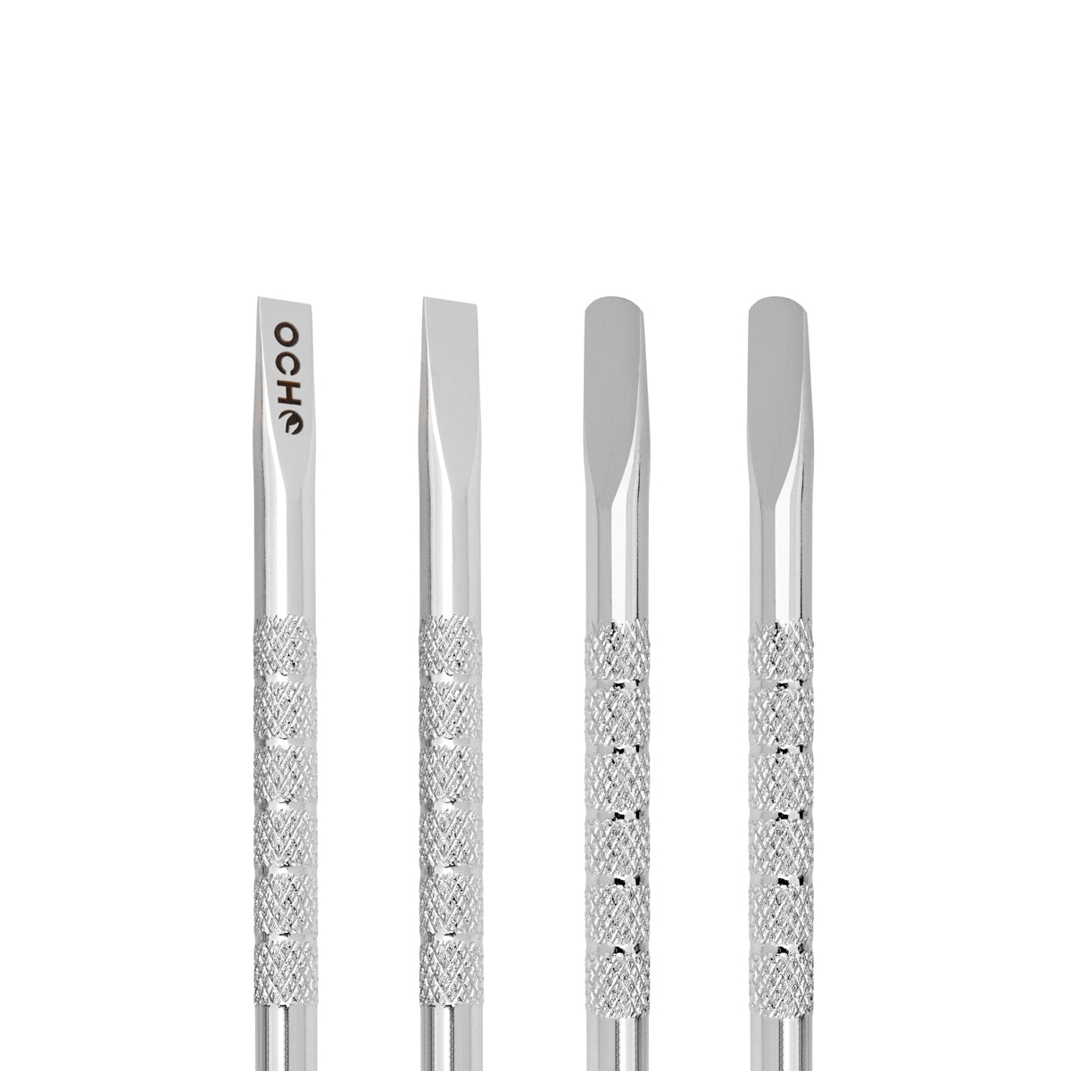 Ocho Pro 103 Cuticle Pusher Professional Manicure & Pedicure Tool - stainless-steel cuticle pusher with the working tip visible on a white background