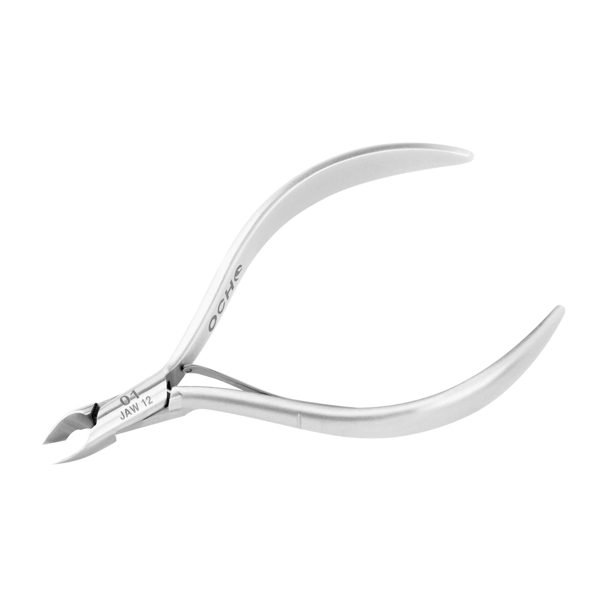 Ocho Pro Cuticle Nippers 01 Hand Polished Jaw 4mm - stainless-steel nippers with the cutting jaws visible on a white background