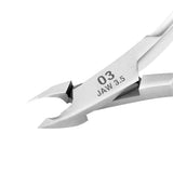 Ocho Pro Cuticle Nippers 03 Hand Polished Jaw 3.5mm - stainless-steel nippers with the cutting jaws visible on a white background
