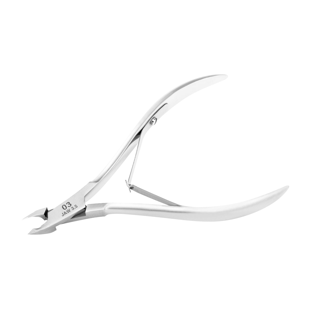 Ocho Pro Cuticle Nippers 03 Hand Polished Jaw 3.5mm - stainless-steel nippers with the cutting jaws visible on a white background