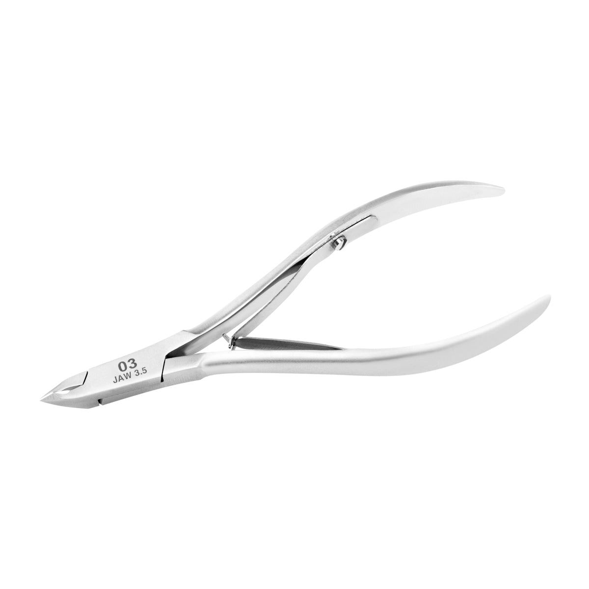 Ocho Pro Cuticle Nippers 03 Hand Polished Jaw 3.5mm - stainless-steel nippers with the cutting jaws visible on a white background